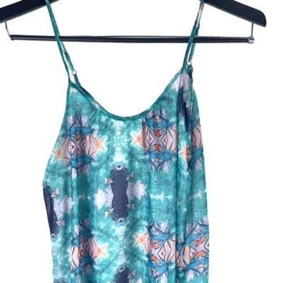 NWT Aaron Ashe Women’s M Green Polyester Abstract Print Sleeveless Maxi Dress - Picture 2 of 11